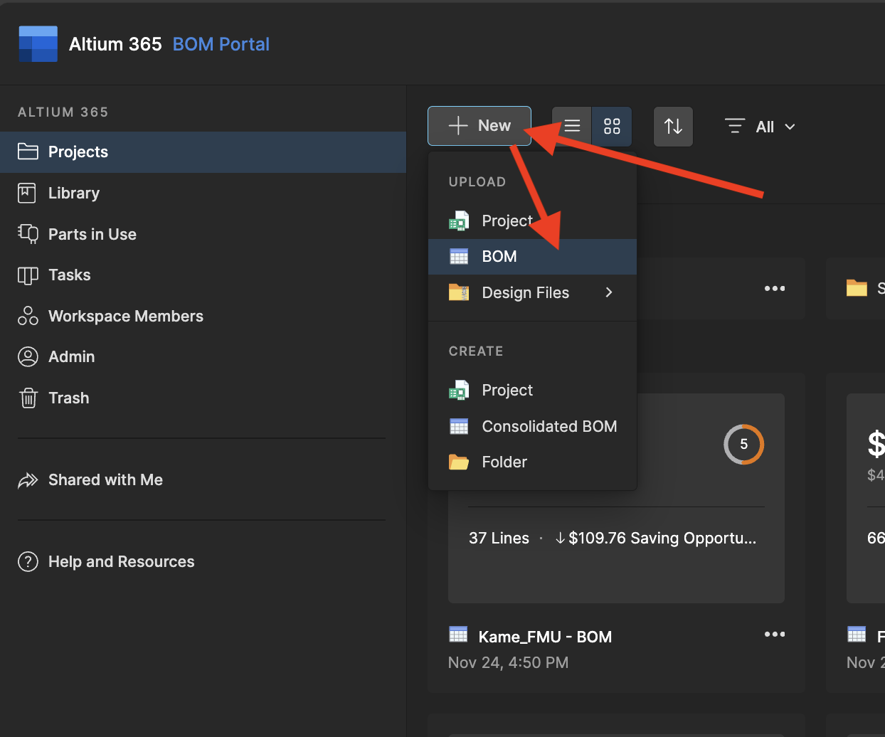 Upload an existing through the Workspace menu